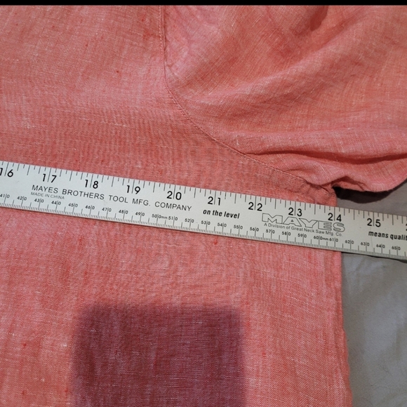 Tahari Linen Womens SZ. 1X Linen Popover top coral Beachy Boho lagenlook tunic - Picture 10 of 11
